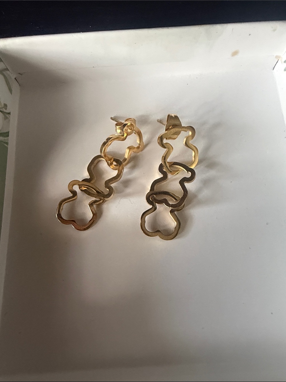 Gold bears Link Drop Earrings for Women